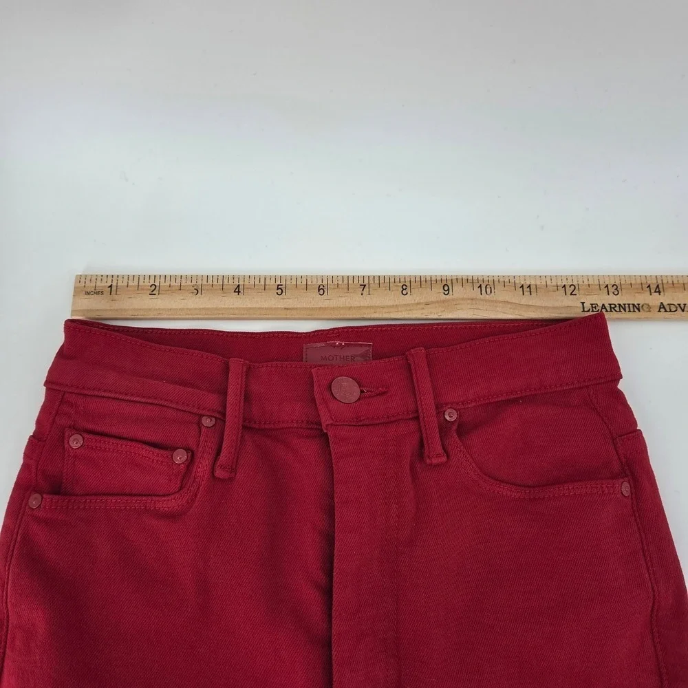 Mother High Waisted Weekender Skimp Second Chance Flare Jeans Haute Red Women 24
